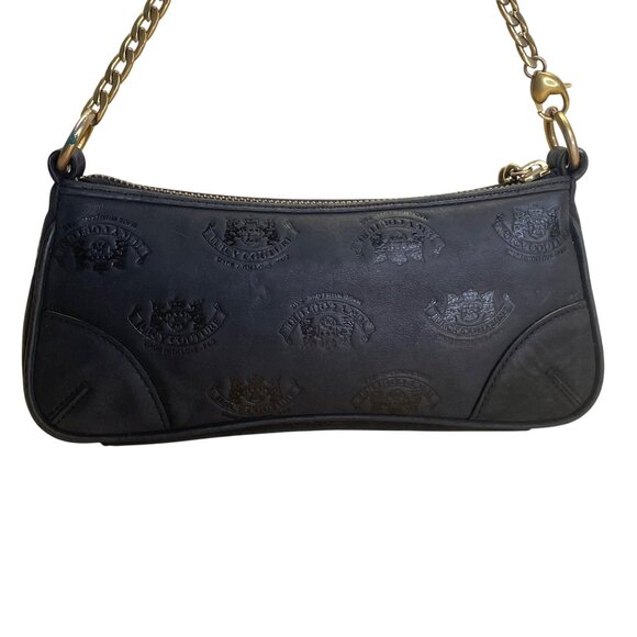 Juicy Couture Black Embossed Leather With Gold Chain Strap & Heart Charm Clutch - Picture 3 of 11